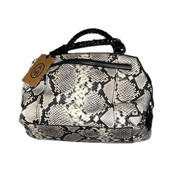 Ash Handbags - Ash Sasha Leather Snake-print Satchel Bag Purse